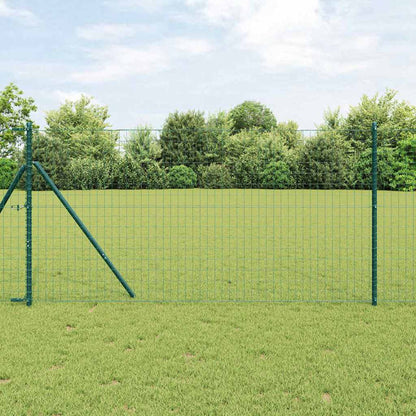 Zaun mit Pfosten Grün 1 x 10 m Stahl