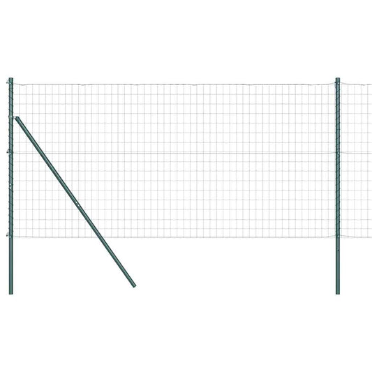 Zaun mit Pfosten Grün 1 x 10 m Stahl