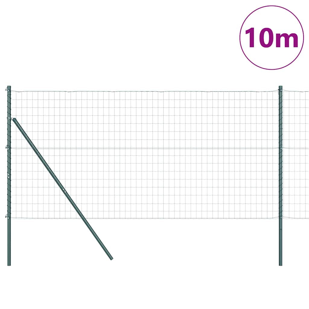 Zaun mit Pfosten Grün 1 x 10 m Stahl