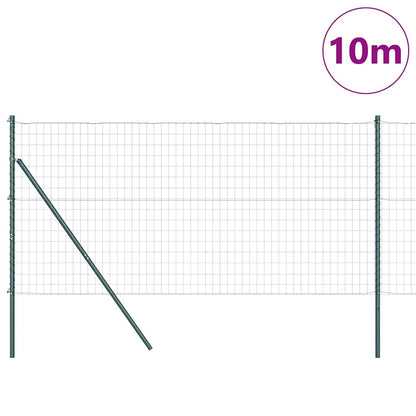 Zaun mit Pfosten Grün 1 x 10 m Stahl