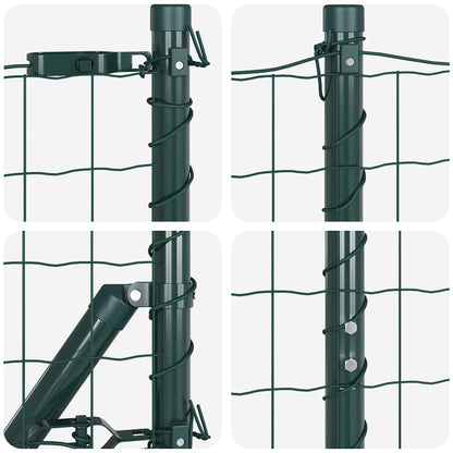 Zaun mit Pfosten Grün 1.5 x 10 m Stahl