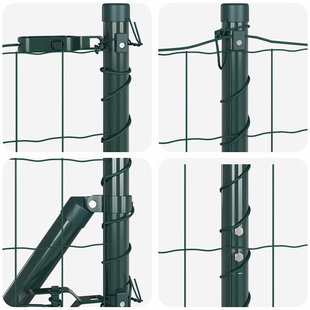 Zaun mit Pfosten Grün 1 x 10 m Stahl