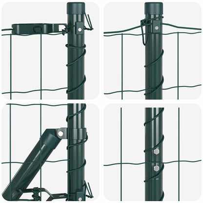 Zaun mit Pfosten Grün 1 x 10 m Stahl