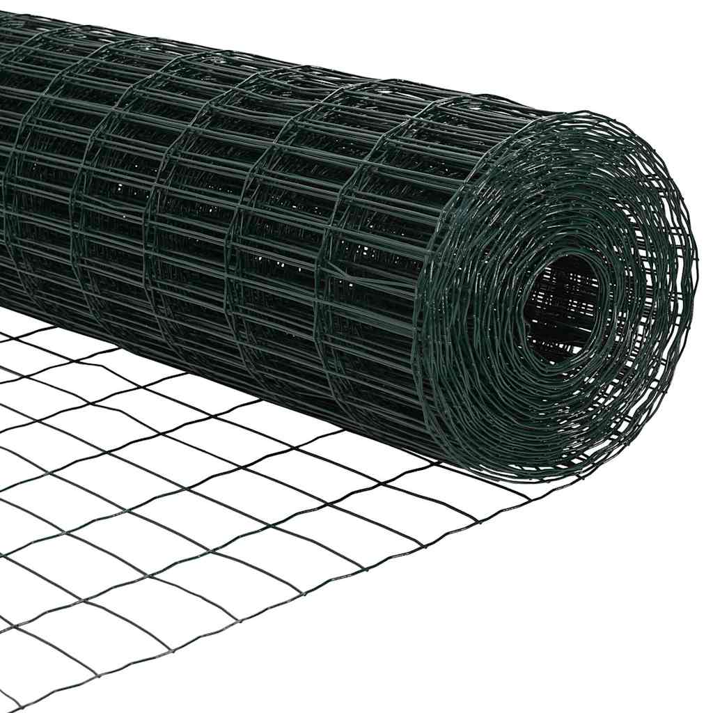 Zaun mit Pfosten Grün 1 x 10 m Stahl