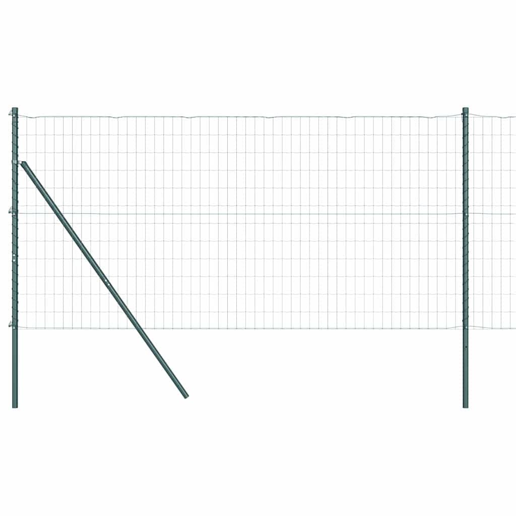 Zaun mit Pfosten Grün 1 x 10 m Stahl