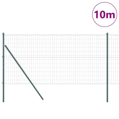 Zaun mit Pfosten Grün 1 x 10 m Stahl