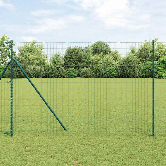 Zaun mit Pfosten Grün 1.5 x 10 m Stahl