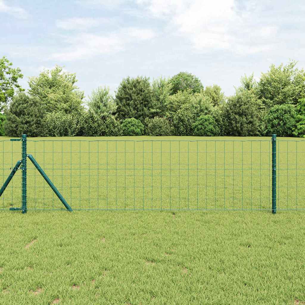 Zaun mit Pfosten Grün 0,4 x 10 m Stahl