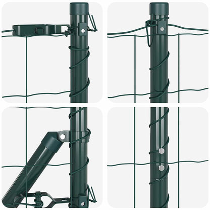 Zaun mit Pfosten Grün 1.4 x 10 m Stahl
