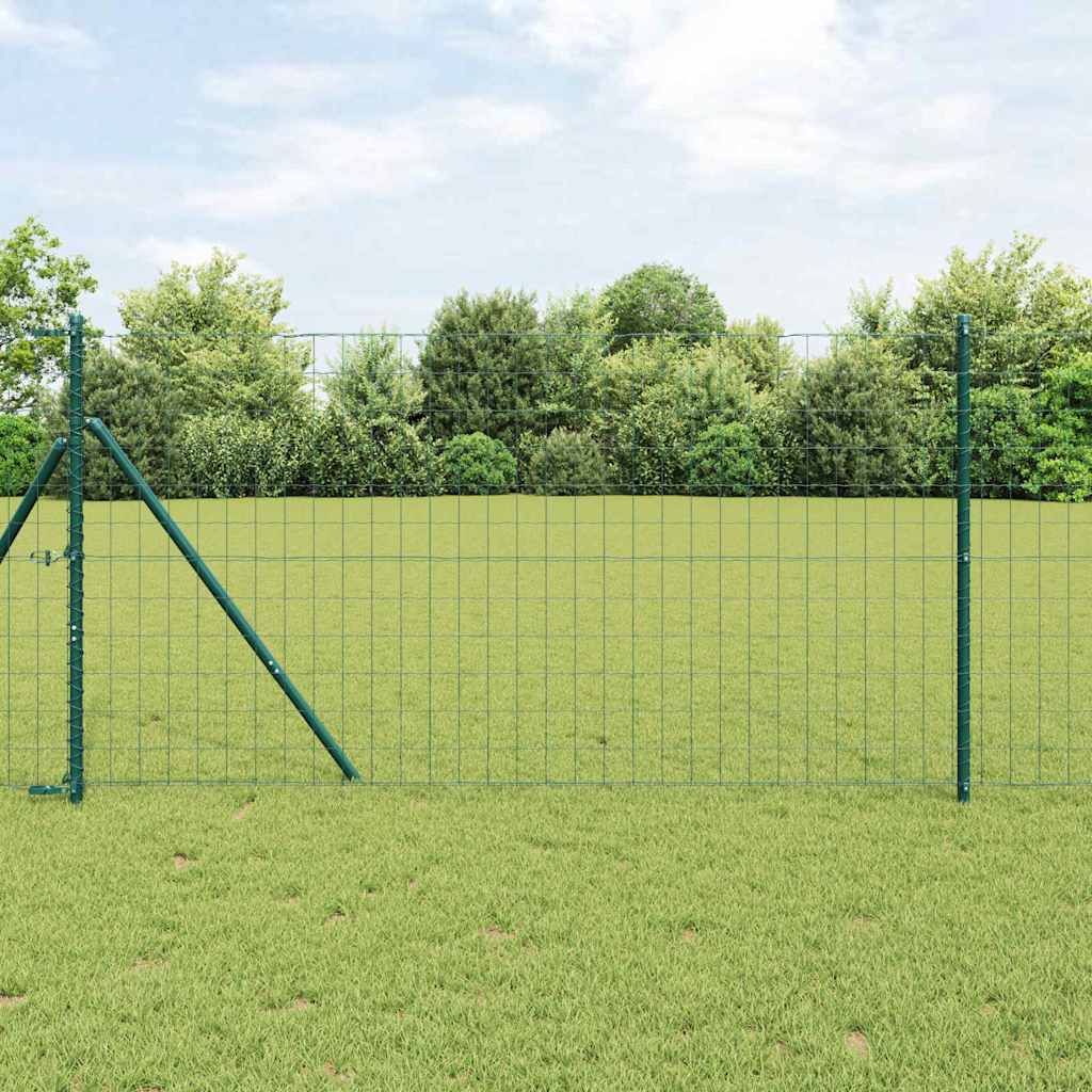 Zaun mit Pfosten Grün 1.4 x 10 m Stahl