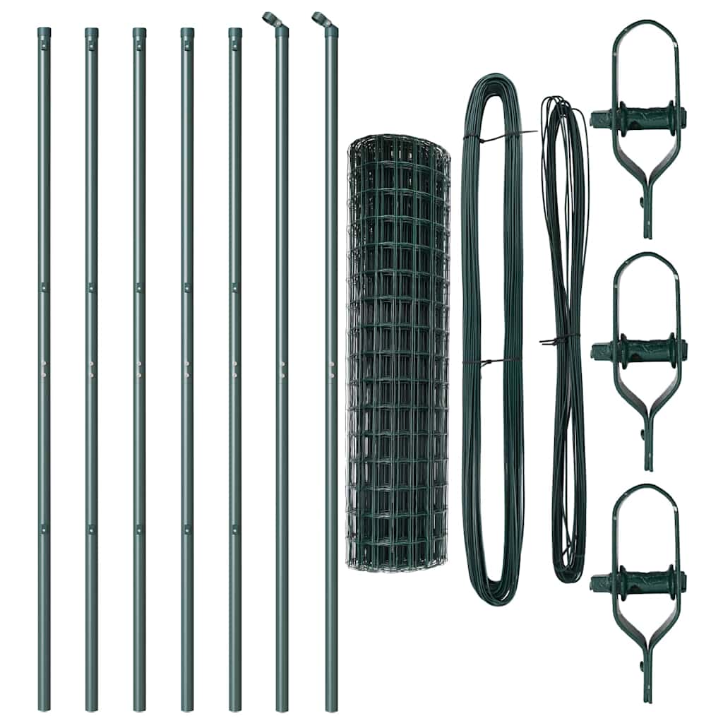 Zaun mit Pfosten Grün 1.4 x 10 m Stahl