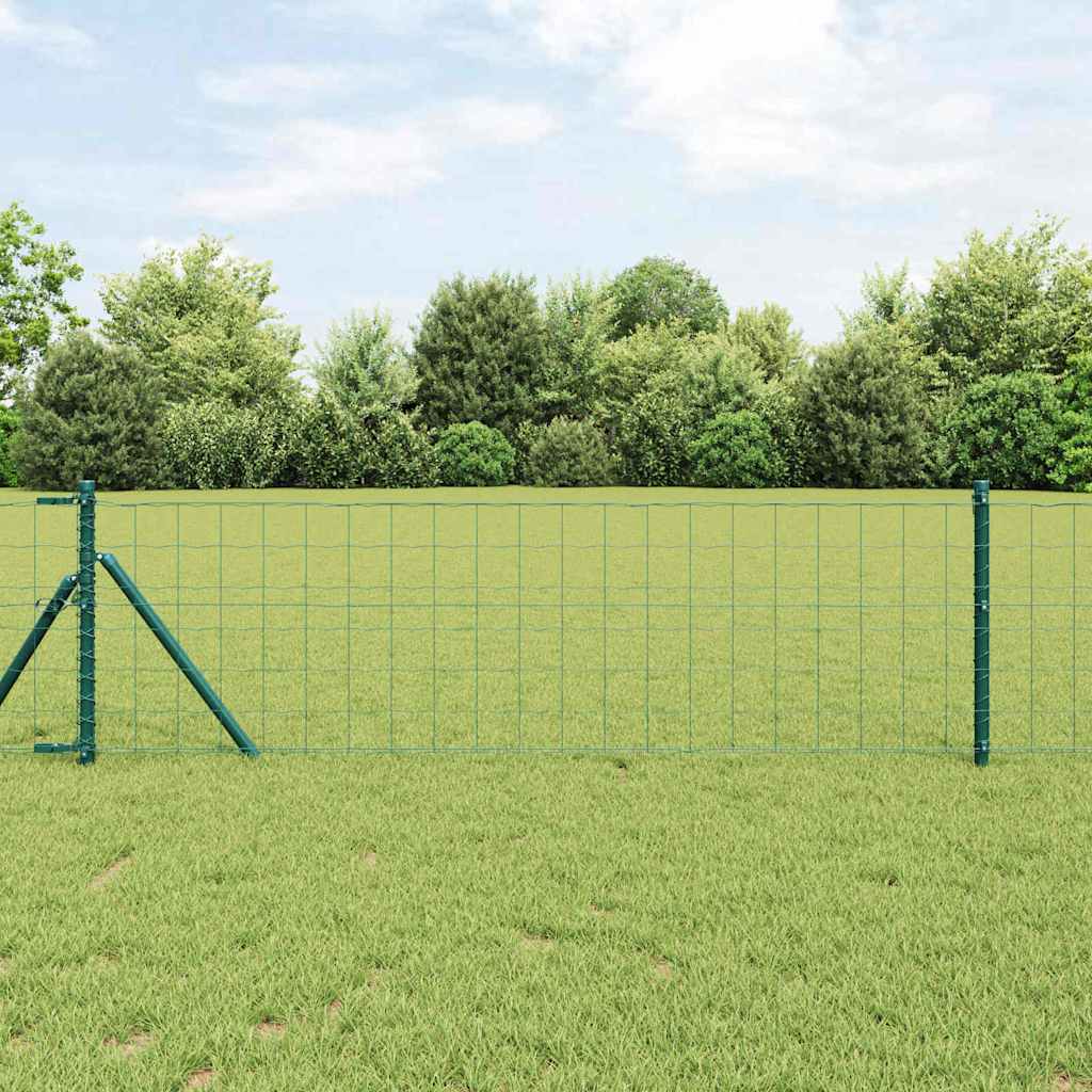 Zaun mit Pfosten Grün 0.8 x 10 m Stahl