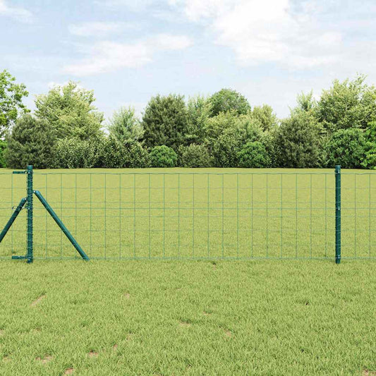 Zaun mit Pfosten Grün 0.8 x 10 m Stahl