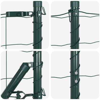 Zaun mit Pfosten Grün 1.2 x 10 m Stahl