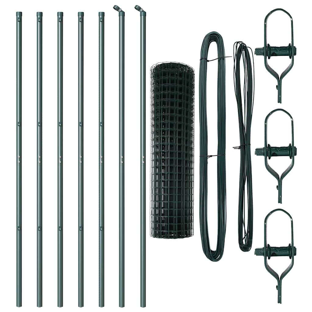 Zaun mit Pfosten Grün 1.4 x 10 m Stahl
