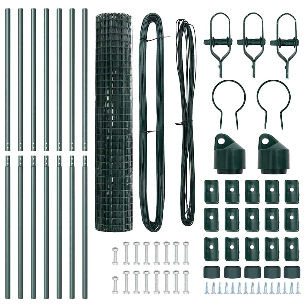 Zaun mit Pfosten Grün 1.5 x 10 m Stahl