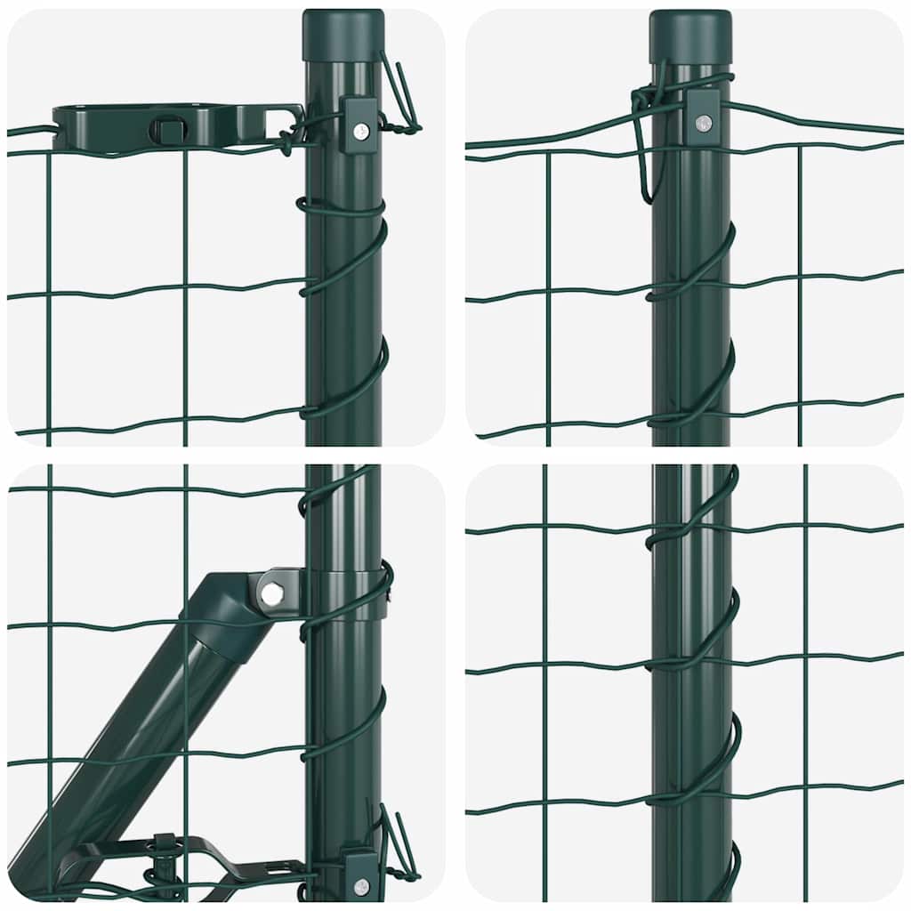 Zaun mit Pfosten Grün 0,4 x 25 m Stahl