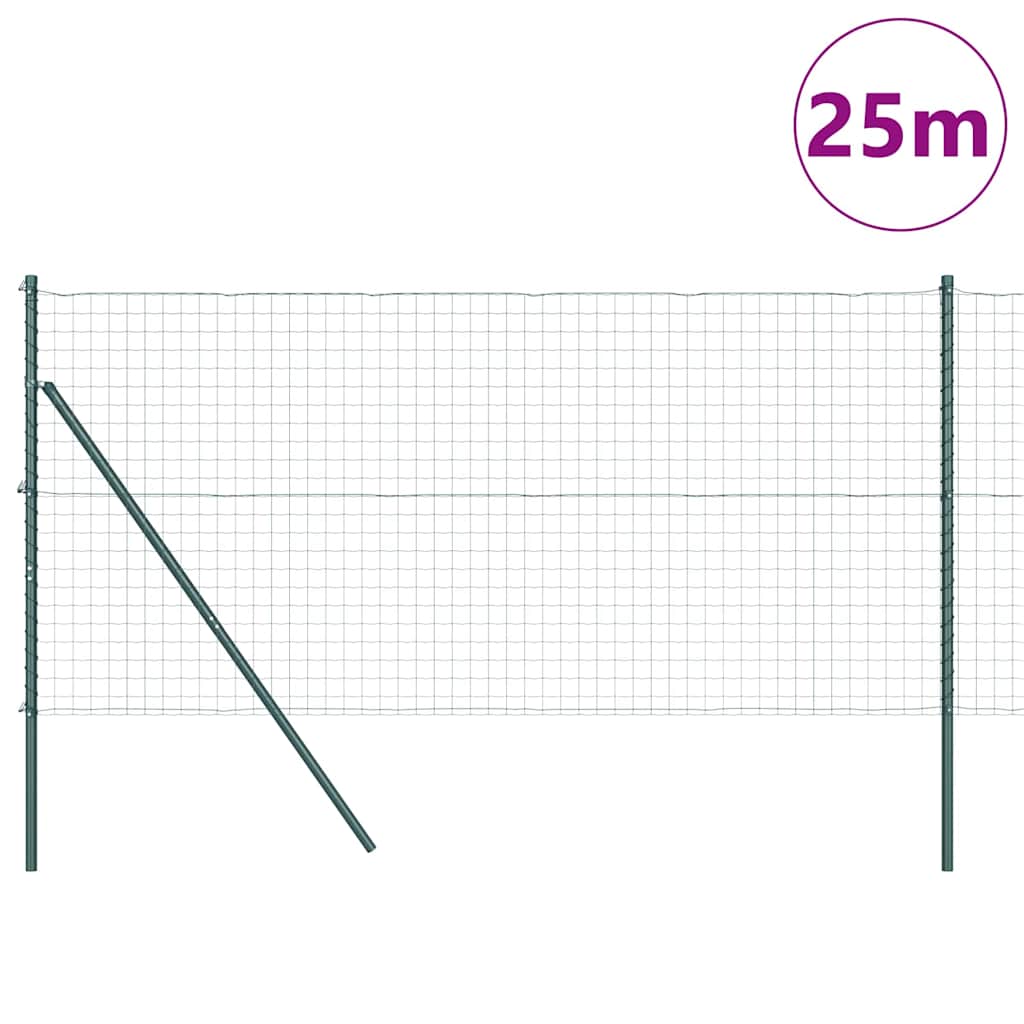 Zaun mit Pfosten Grün 1 x 25 m Stahl