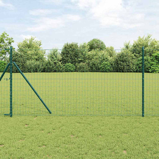 Zaun mit Pfosten Grün 1 x 25 m Stahl