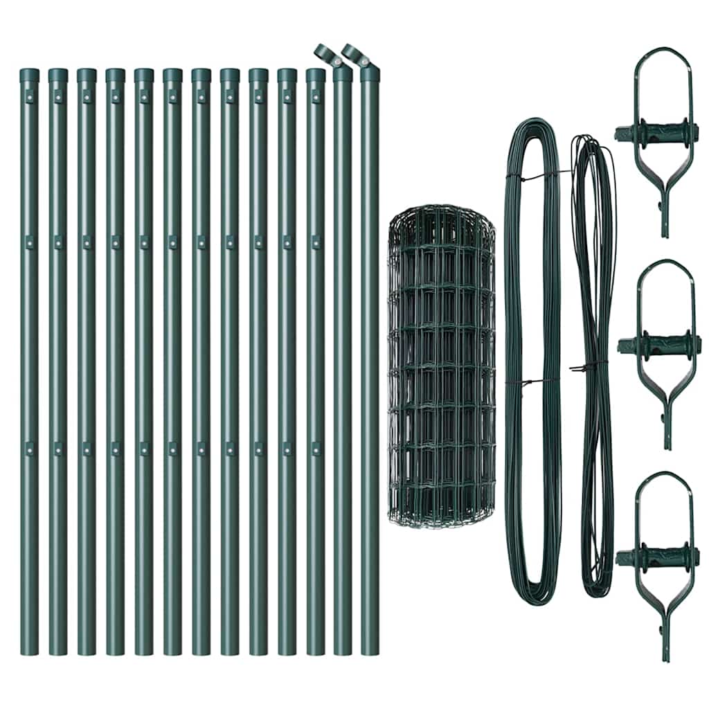 Zaun mit Pfosten Grün 0,4 x 25 m Stahl