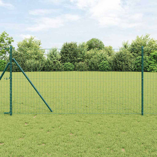 Zaun mit Pfosten Grün 1 x 25 m Stahl