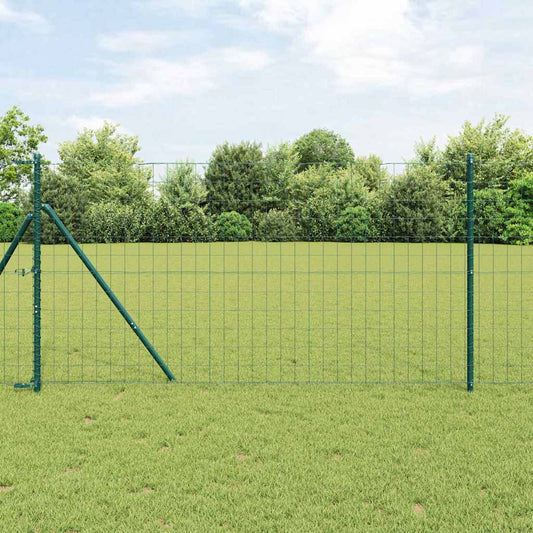 Zaun mit Pfosten Grün 1 x 25 m Stahl