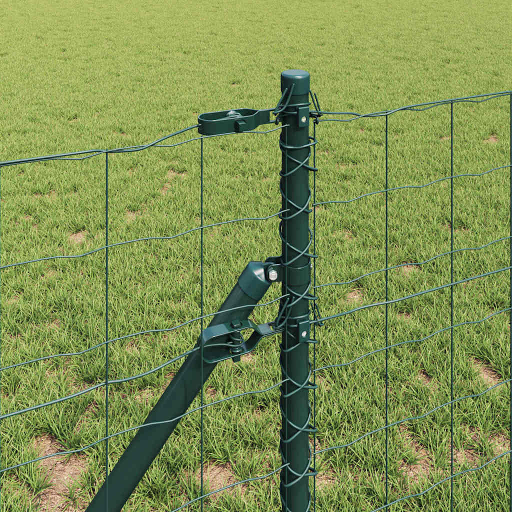 Zaun mit Pfosten Grün 0,8 x 25 m Stahl