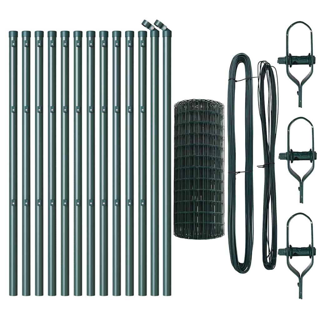 Zaun mit Pfosten Grün 0.8 x 25 m Stahl