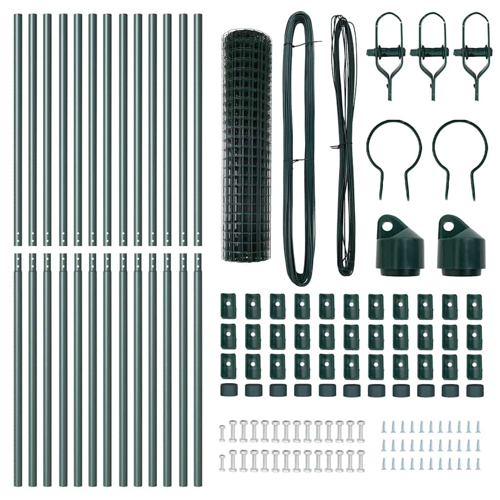 Zaun mit Pfosten Grün 1.2 x 25 m Stahl
