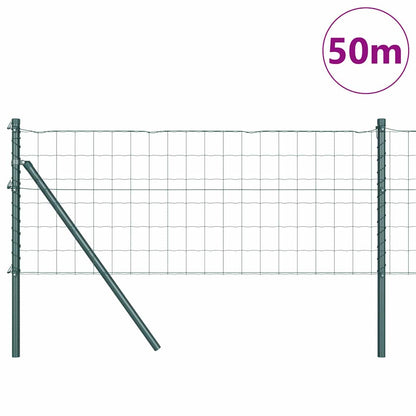 Zaun mit Pfosten Grün 0.6 x 50 m Stahl