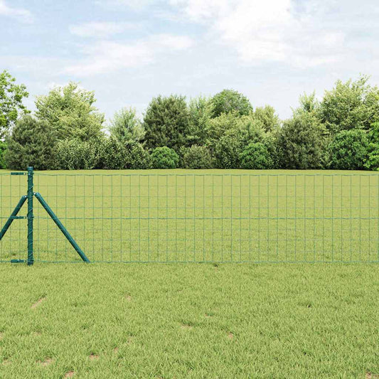 Zaun mit Pfosten Grün 0,4 x 10 m Stahl