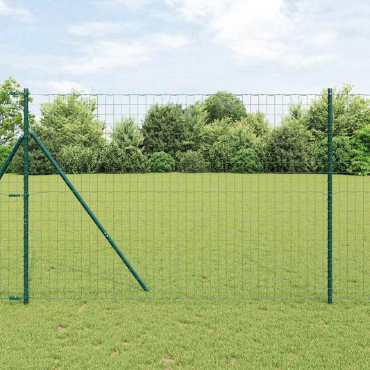 Zaun mit Pfosten Grün 1.5 x 10 m Stahl
