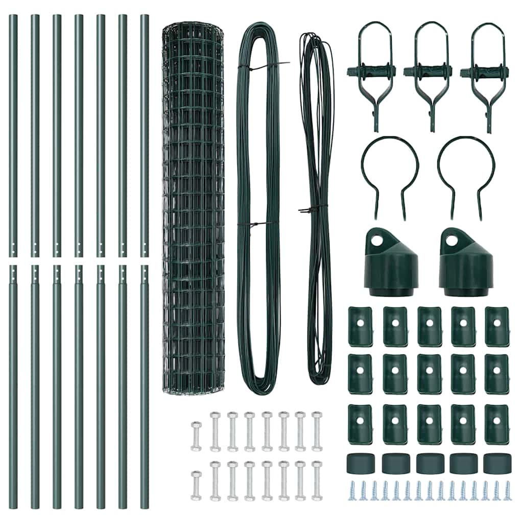 Zaun mit Pfosten Grün 1,5 x 10 m Stahl