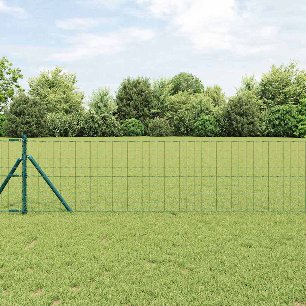 Zaun mit Pfosten Grün 0.8 x 25 m Stahl
