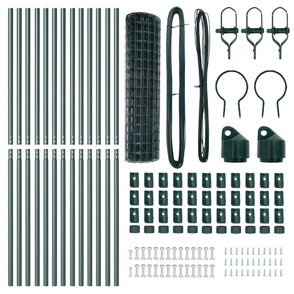 Zaun mit Pfosten Grün 1.2 x 25 m Stahl