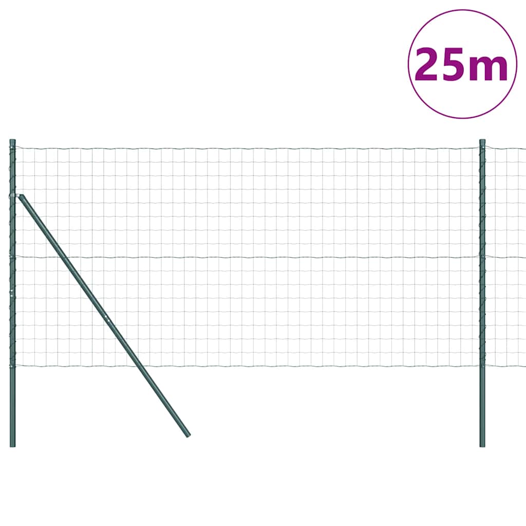 Zaun mit Pfosten Grün 1.2 x 25 m Stahl