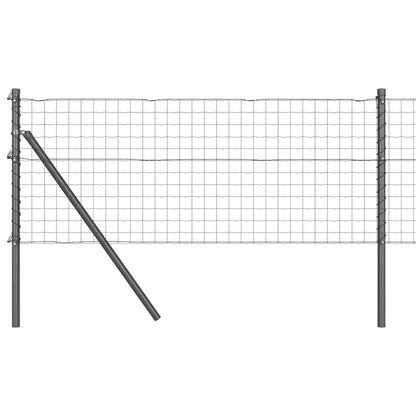 Zaun mit Pfosten Grau 0,6 x 10 m Stahl