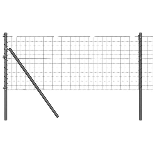Zaun mit Pfosten Grau 0,6 x 10 m Stahl