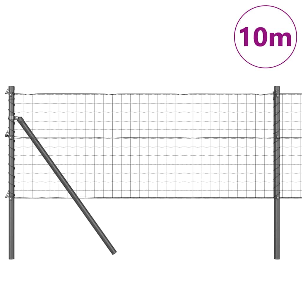 Zaun mit Pfosten Grau 0,6 x 10 m Stahl