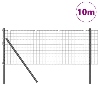 Zaun mit Pfosten Grau 0,6 x 10 m Stahl