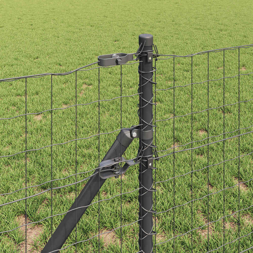 Zaun mit Pfosten Grau 0,4 x 10 m Stahl