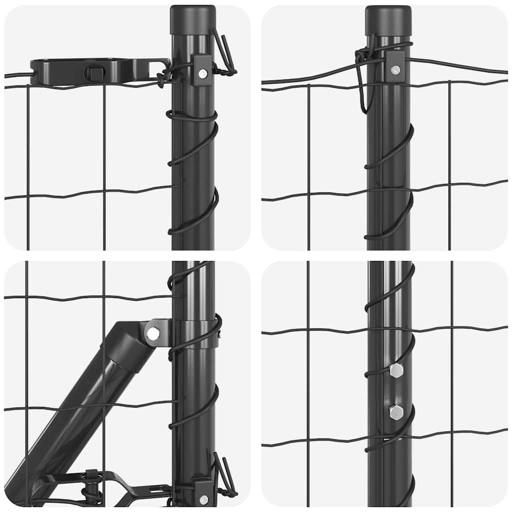 Zaun mit Pfosten Grau 1.2 x 10 m Stahl