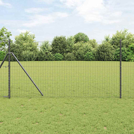 Zaun mit Pfosten Grau 1.2 x 10 m Stahl