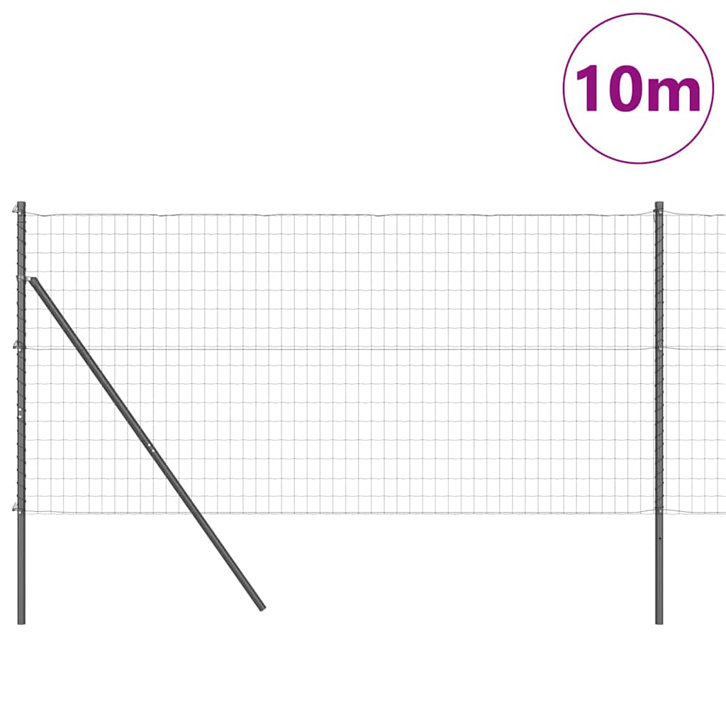 Zaun mit Pfosten Grau 1.2 x 10 m Stahl