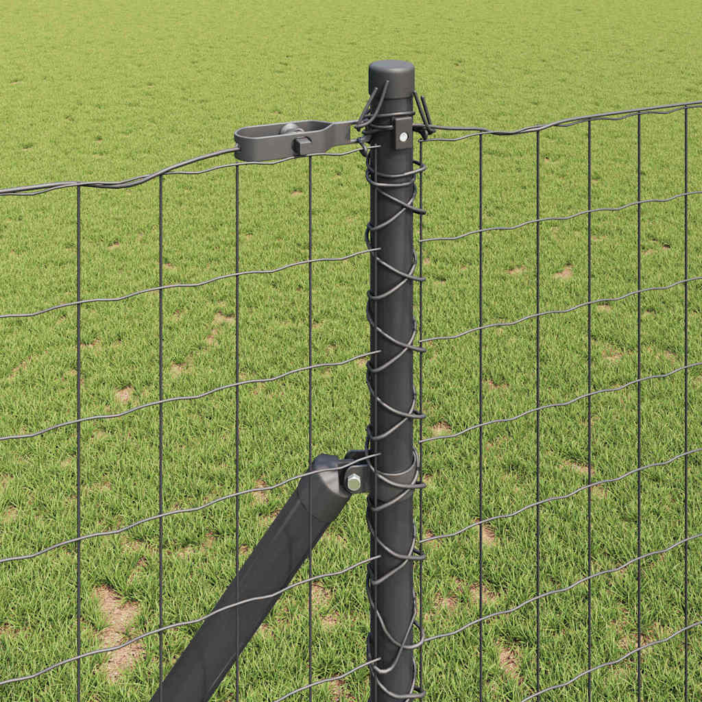 Zaun mit Pfosten Grau 1,4 x 10 m Stahl