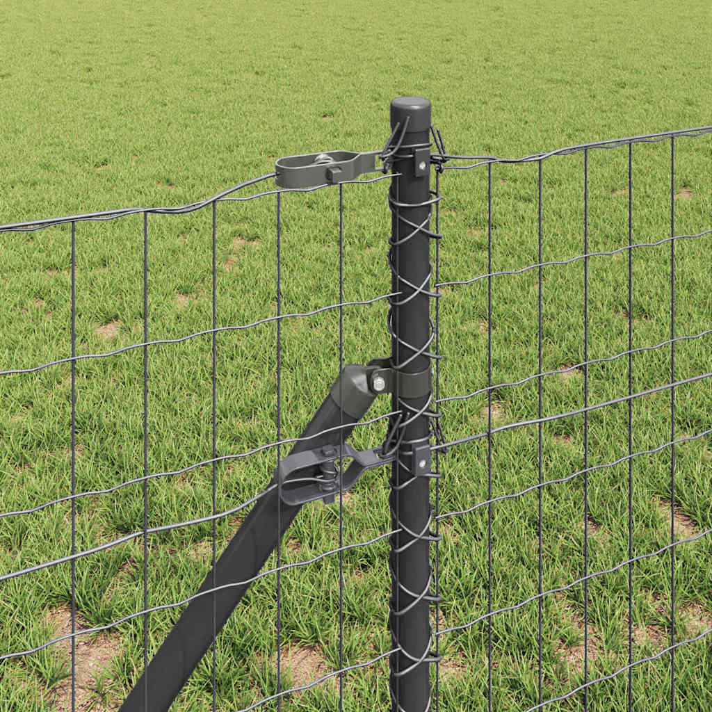 Zaun mit Pfosten Grau 0,6 x 10 m Stahl