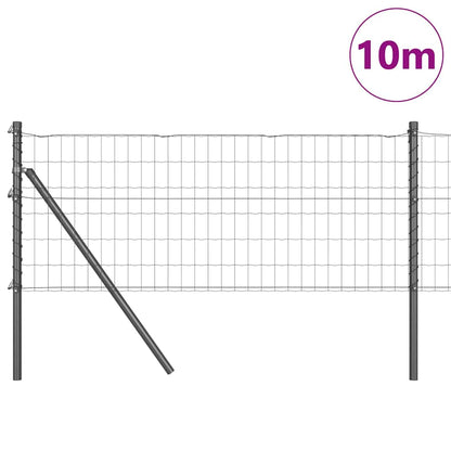 Zaun mit Pfosten Grau 0,6 x 10 m Stahl