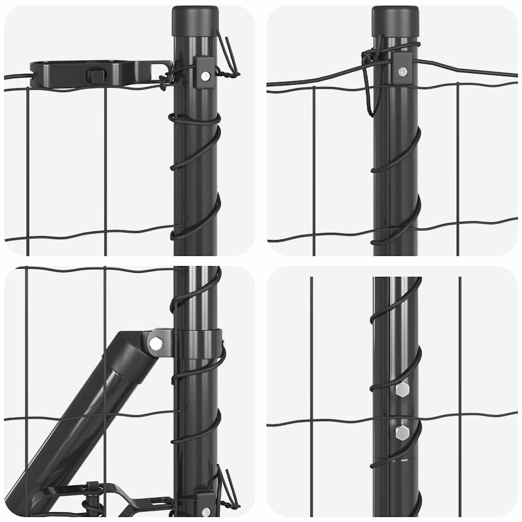 Zaun mit Pfosten Grau 1.2 x 10 m Stahl