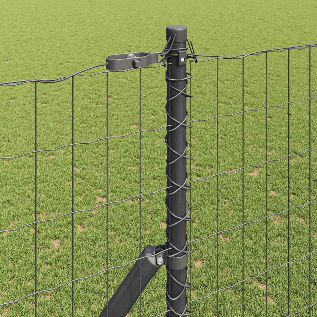 Zaun mit Pfosten Grau 1,5 x 10 m Stahl