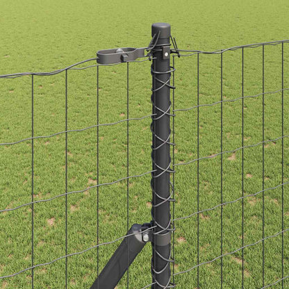 Zaun mit Pfosten Grau 1,5 x 10 m Stahl